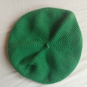 Hand-knit green beret